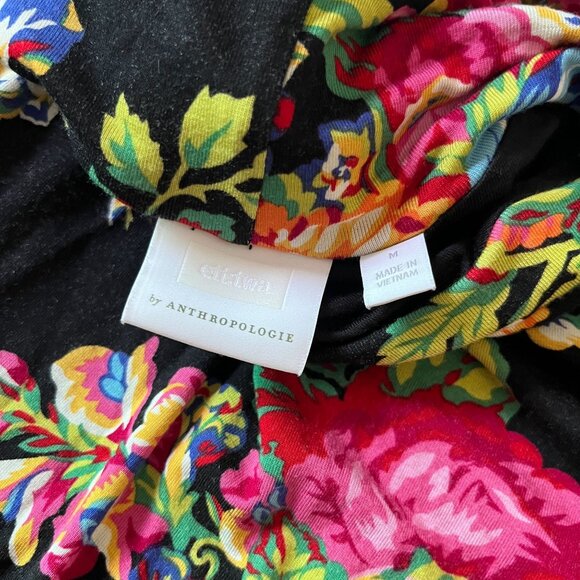 Anthropologie ett:twa Coreyell Floral Turtleneck Dress Medium Black Stretch - Picture 8 of 11